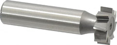 Made in USA - 3/4" Diam x 1/4" Face Width, High Speed Steel, 8 Teeth, Shank Connection Woodruff Keyseat Cutter - Uncoated, 2-1/4" OAL x 1/2" Shank, Staggered Teeth, ANSI 806, Old Standard 91 - Americas Industrial Supply