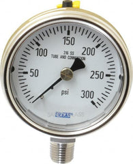 Wika - 2-1/2" Dial, 1/4 Thread, 0-300 Scale Range, Pressure Gauge - Lower Connection Mount, Accurate to 2-1-2% of Scale - Americas Industrial Supply