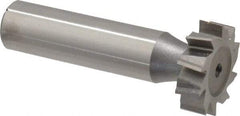 Made in USA - 7/8" Diam x 1/4" Face Width, High Speed Steel, 10 Teeth, Shank Connection Woodruff Keyseat Cutter - Uncoated, 2-1/4" OAL x 1/2" Shank, Staggered Teeth, ANSI 807, Old Standard A - Americas Industrial Supply