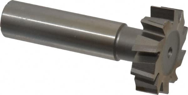 Made in USA - 1-1/8" Diam x 5/16" Face Width, High Speed Steel, 10 Teeth, Shank Connection Woodruff Keyseat Cutter - Uncoated, 2-5/16" OAL x 1/2" Shank, Staggered Teeth, ANSI 1009, Old Standard C - Americas Industrial Supply