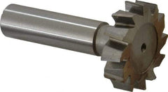 Made in USA - 1-1/4" Diam x 5/16" Face Width, High Speed Steel, 12 Teeth, Shank Connection Woodruff Keyseat Cutter - Uncoated, 2-5/16" OAL x 1/2" Shank, Staggered Teeth, ANSI 1010, Old Standard D - Americas Industrial Supply