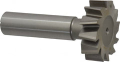 Made in USA - 1-1/4" Diam x 3/8" Face Width, High Speed Steel, 12 Teeth, Shank Connection Woodruff Keyseat Cutter - Uncoated, 2-3/8" OAL x 1/2" Shank, Staggered Teeth, ANSI 1210, Old Standard E - Americas Industrial Supply
