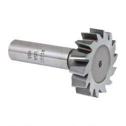 Made in USA - 1-1/2" Diam x 3/8" Face Width, High Speed Steel, 14 Teeth, Shank Connection Woodruff Keyseat Cutter - Uncoated, 2-3/8" OAL x 1/2" Shank, Staggered Teeth, ANSI 1212, Old Standard G - Americas Industrial Supply