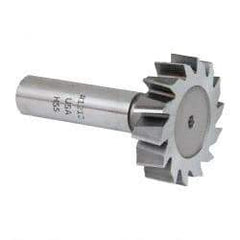 Made in USA - 1-1/2" Diam x 3/8" Face Width, High Speed Steel, 14 Teeth, Shank Connection Woodruff Keyseat Cutter - Uncoated, 2-3/8" OAL x 1/2" Shank, Staggered Teeth, ANSI 1212, Old Standard G - Americas Industrial Supply