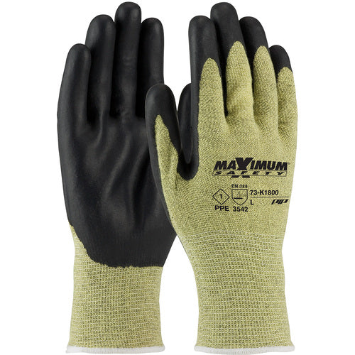 73-K1800/M Task Specific Gloves - Maximum Safety - AR/FR Aramid Shell - Black Nitrile Grip - PPE Level 1 - A4 - Exact Industrial Supply