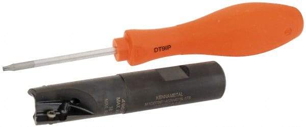 Kennametal - 3/4" Cut Diam, 14.73mm Max Depth of Cut, 3/4" Shank Diam, 96.01mm OAL, Indexable Square Shoulder End Mill - EC14.., EP14.. Inserts, Weldon Shank, 0° Lead Angle, Through Coolant - Americas Industrial Supply