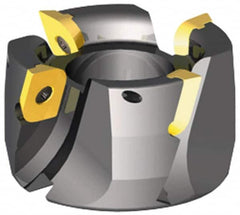 Kennametal - 6 Inserts, 4" Cut Diam, 1-1/4" Arbor Diam, 0.49" Max Depth of Cut, Indexable Square-Shoulder Face Mill - 0/90° Lead Angle, 2" High, LFEW 353...R Insert Compatibility, Series RPF - Americas Industrial Supply