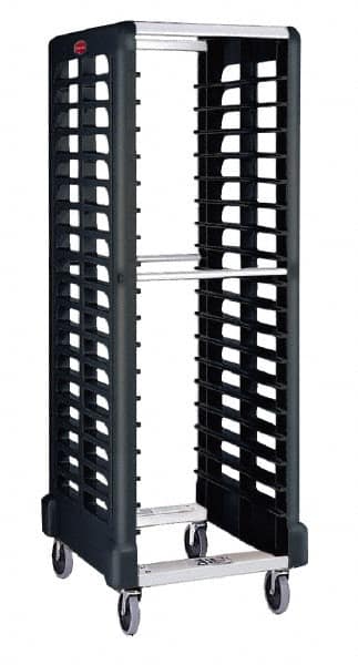 Rubbermaid - 175 Lb Capacity, 23-3/4" Wide x 28-3/4" Long x 67-7/8" High Pan & Tray Cart - 18 Shelf, Plastic, 2 Rigid/2 Swivel Casters - Americas Industrial Supply
