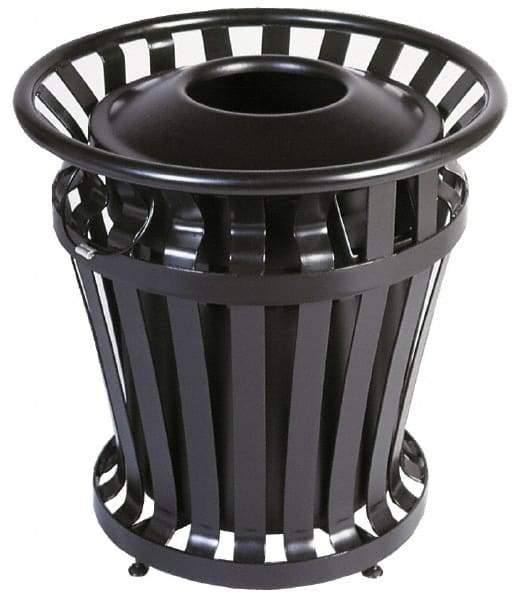 Rubbermaid - 20 Gal Black Round Trash Can - Steel, 27-1/2" High - Americas Industrial Supply