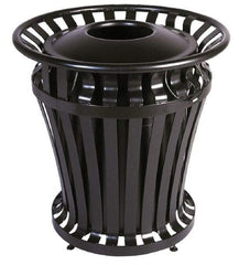 Rubbermaid - Black Round Trash Can - Steel, 32" High - Americas Industrial Supply