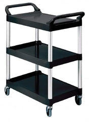 Rubbermaid - 200 Lb Capacity, 18-5/8" Wide x 33-5/8" Long x 37-3/4" High Standard Utility Cart - 3 Shelf, Plastic, Swivel Casters - Americas Industrial Supply