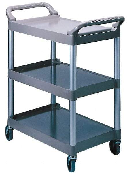 Rubbermaid - 200 Lb Capacity, 18-5/8" Wide x 33-5/8" Long x 37-3/4" High Standard Utility Cart - 3 Shelf, Plastic, Swivel Casters - Americas Industrial Supply