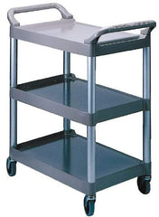 Rubbermaid - 200 Lb Capacity, 18-5/8" Wide x 33-5/8" Long x 37-3/4" High Standard Utility Cart - 3 Shelf, Plastic, Swivel Casters - Americas Industrial Supply