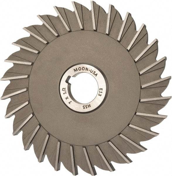 Made in USA - 7" Diam x 1/2" Width of Cut, 28 Teeth, High Speed Steel Side Milling Cutter - Straight Teeth, Uncoated - Americas Industrial Supply