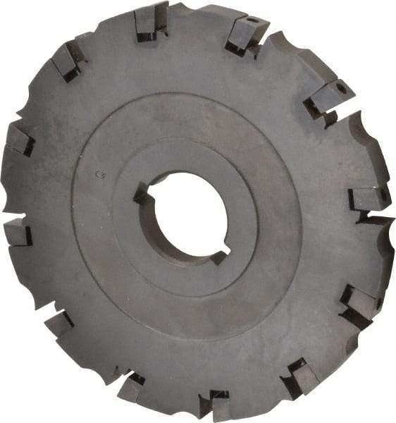 APT - Arbor Hole Connection, 0.485" Cutting Width, 2-1/16" Depth of Cut, 6" Cutter Diam, 1-1/4" Hole Diam, 12 Tooth Indexable Slotting Cutter - SM61 Toolholder, CTA 4 Insert, Neutral Cutting Direction - Americas Industrial Supply