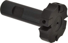 APT - Shank Connection, 0.485" Cutting Width, 9/16" Depth of Cut, 2" Cutter Diam, 4 Tooth Indexable Slotting Cutter - 3/4" Shank Diam, SM24 Toolholder, CTA 4 Insert, Right Hand Cutting Direction - Americas Industrial Supply