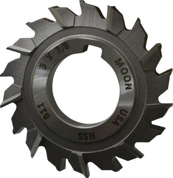 Made in USA - 3" Diam x 3/8" Width of Cut, 18 Teeth, High Speed Steel Side Milling Cutter - Staggered Teeth, Uncoated - Americas Industrial Supply