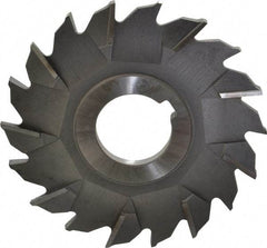 Made in USA - 3-1/2" Diam x 7/32" Width of Cut, 18 Teeth, High Speed Steel Side Milling Cutter - Staggered Teeth, Uncoated - Americas Industrial Supply