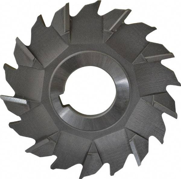 Made in USA - 3-1/2" Diam x 1/4" Width of Cut, 18 Teeth, High Speed Steel Side Milling Cutter - Staggered Teeth, Uncoated - Americas Industrial Supply