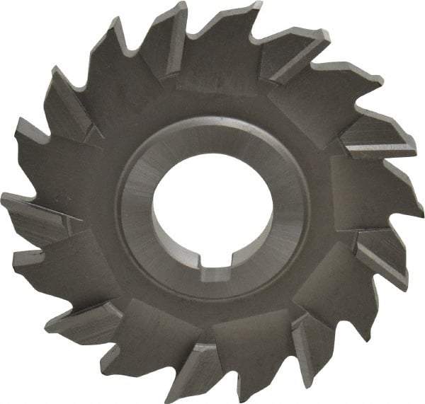 Made in USA - 3-1/2" Diam x 3/8" Width of Cut, 18 Teeth, High Speed Steel Side Milling Cutter - Staggered Teeth, Uncoated - Americas Industrial Supply