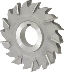 Made in USA - 3-1/2" Diam x 7/16" Width of Cut, 18 Teeth, High Speed Steel Side Milling Cutter - Staggered Teeth, Uncoated - Americas Industrial Supply