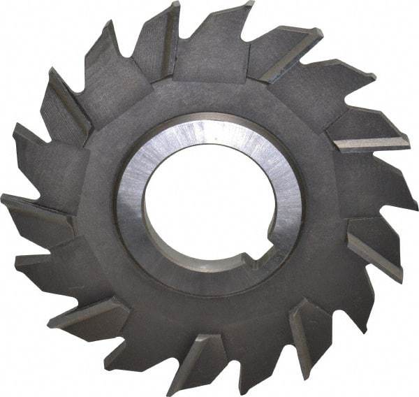 Made in USA - 4" Diam x 5/16" Width of Cut, 18 Teeth, High Speed Steel Side Milling Cutter - Staggered Teeth, Uncoated - Americas Industrial Supply