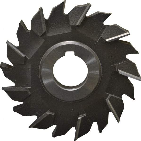 Made in USA - 4" Diam x 1/2" Width of Cut, 18 Teeth, High Speed Steel Side Milling Cutter - Staggered Teeth, Uncoated - Americas Industrial Supply