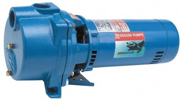 Goulds Pumps - 115/230 Volt, 16.2/8.1 Amp, 1 Phase, 1 HP, Self Priming Centrifugal Pump - 48J Frame, 1-1/2 Inch Inlet, 60 Max GPM, ODP Motor, Cast Iron Housing, Noryl Impeller, 118 Ft. Shut Off, Carbon Ceramic Mechanical Seal - Americas Industrial Supply