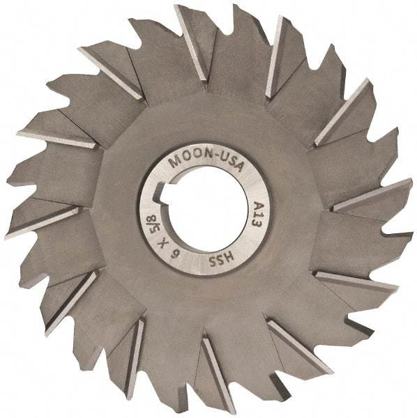 Made in USA - 6" Diam x 5/8" Width of Cut, 24 Teeth, High Speed Steel Side Milling Cutter - Staggered Teeth, Uncoated - Americas Industrial Supply