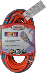 Southwire - 50', 12/3 Gauge/Conductors, Orange/Blue Outdoor Extension Cord - 1 Receptacle, 15 Amps, 125 VAC, UL SJTW, NEMA 5-15P, 5-15R - Americas Industrial Supply