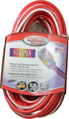 Southwire - 50', 12/3 Gauge/Conductors, Red/White Outdoor Extension Cord - 1 Receptacle, 15 Amps, 125 VAC, UL SJTW, NEMA 5-15P, 5-15R - Americas Industrial Supply