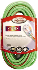 Southwire - 50', 12/3 Gauge/Conductors, Green/Red Outdoor Extension Cord - 1 Receptacle, 15 Amps, 125 VAC, UL SJTW, NEMA 5-15P, 5-15R - Americas Industrial Supply