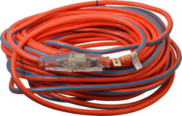 Southwire - 100', 12/3 Gauge/Conductors, Orange/Blue Outdoor Extension Cord - 1 Receptacle, 15 Amps, 125 VAC, UL SJTW, NEMA 5-15P, 5-15R - Americas Industrial Supply