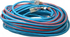 Southwire - 100', 12/3 Gauge/Conductors, Blue/Red Outdoor Extension Cord - 1 Receptacle, 15 Amps, 125 VAC, UL SJTW, NEMA 5-15P, 5-15R - Americas Industrial Supply