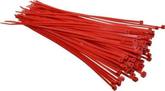 Made in USA - 11-1/4" Long Red Nylon Standard Cable Tie - 50 Lb Tensile Strength, 1.32mm Thick, 3" Max Bundle Diam - Americas Industrial Supply