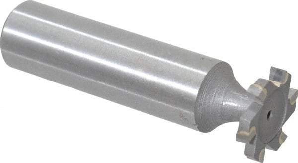 Made in USA - 5/8" Diam x 3/32" Face Width, Carbide-Tipped, 6 Teeth, Shank Connection Woodruff Keyseat Cutter - Uncoated, 2-3/32" OAL x 1/2" Shank, Staggered Teeth, ANSI 305, Old Standard 4 - Americas Industrial Supply