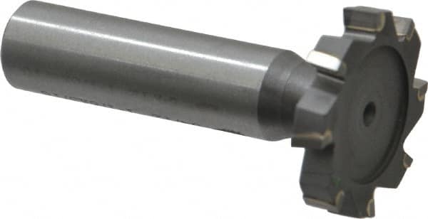 Made in USA - 1-1/8" Diam x 3/16" Face Width, Carbide-Tipped, 8 Teeth, Shank Connection Woodruff Keyseat Cutter - Uncoated, 2-3/16" OAL x 1/2" Shank, Staggered Teeth, ANSI 609, Old Standard 16 - Americas Industrial Supply