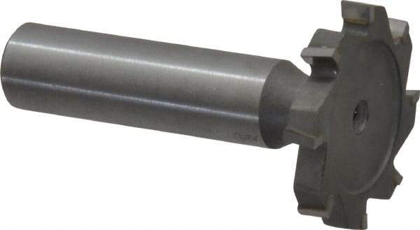 Made in USA - 1-1/4" Diam x 3/16" Face Width, Carbide-Tipped, 8 Teeth, Shank Connection Woodruff Keyseat Cutter - Uncoated, 2-3/16" OAL x 1/2" Shank, Staggered Teeth, ANSI 610, Old Standard 19 - Americas Industrial Supply