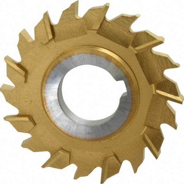 Made in USA - 3" Diam x 5/16" Width of Cut, 18 Teeth, High Speed Steel Side Milling Cutter - Staggered Teeth, TiN Coated - Americas Industrial Supply