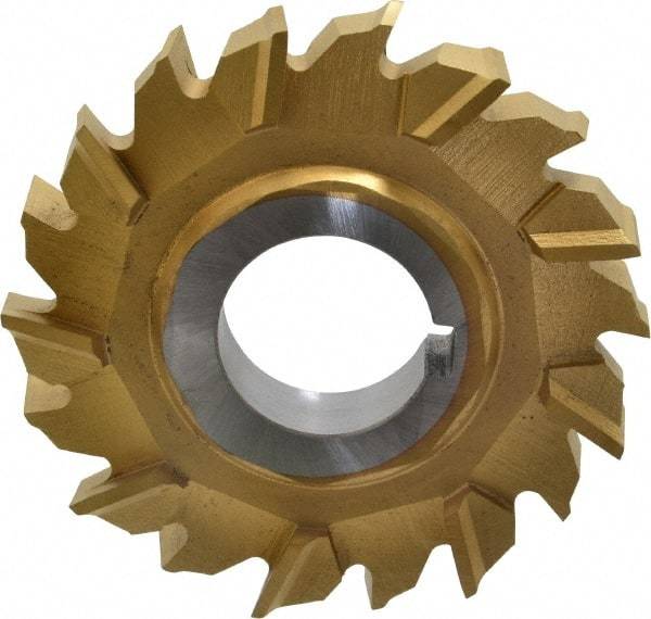 Made in USA - 3" Diam x 1/2" Width of Cut, 18 Teeth, High Speed Steel Side Milling Cutter - Staggered Teeth, TiN Coated - Americas Industrial Supply