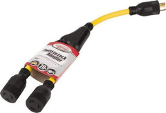 Southwire - 2 Outlets, 125 VAC, 20 Amp, Yellow and Black, Y Adapter - L5-20P, L5-20R NEMA Configuration, 20 Inch Long, UL Listed - Americas Industrial Supply