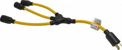 Southwire - 3 Outlets, 125 VAC, 20 Amp, Yellow and Black, W Adapter - L5-20P, L5-20R NEMA Configuration, 20 Inch Long, UL Listed - Americas Industrial Supply