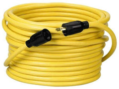 Southwire - 100', 12/3 Gauge/Conductors, Yellow Wet & Dry Location, Indoor & Outdoor Extension Cord - 1 Receptacle, 15 Amps, 125 VAC, UL STW, NEMA L5-20P, L5-20R - Americas Industrial Supply