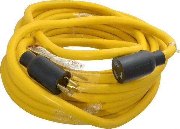 Southwire - 50', 12/3 Gauge/Conductors, Yellow Wet & Dry Location, Indoor & Outdoor Extension Cord - 1 Receptacle, 20 Amps, 125 VAC, UL STW, NEMA L5-20P, L5-20R - Americas Industrial Supply
