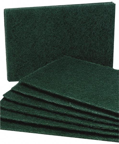 Ability One - 9-1/2" Long x 6" Wide x 1/4" Thick Scouring Pad - Medium-Duty, Green - Americas Industrial Supply