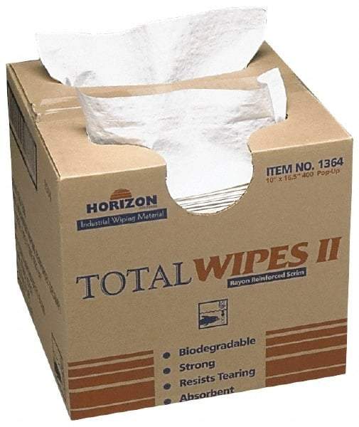 Ability One - Flat Fold Shop Towel/Industrial Wipes - 16-1/2" x 10" Sheet Size, White - Americas Industrial Supply