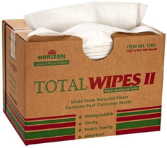 Ability One - Flat Fold Shop Towel/Industrial Wipes - 16-1/2" x 13" Sheet Size, White - Americas Industrial Supply
