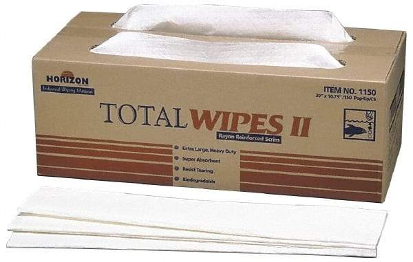 Ability One - Flat Fold Shop Towel/Industrial Wipes - 16-1/2" x 20" Sheet Size, White - Americas Industrial Supply