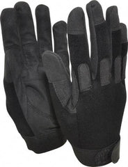 Ability One - Size L (9) Nylon/Spandura Anti-Vibration/Impact Protection Work Gloves - For Mechanic's & Lifting, Uncoated, Hook & Loop Cuff, Full Fingered, Black, Paired - Americas Industrial Supply