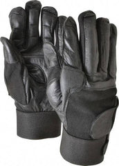 Ability One - Size 2XL (11) Leather/Spandex/Gel Padded Anti-Vibration/Impact Protection Work Gloves - For Mechanic's & Lifting, Uncoated, Hook & Loop Cuff, Full Fingered, Black, Paired - Americas Industrial Supply